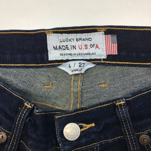 LUCKY BRAND Logo Hardware Charlie Skinny Ankle Dark Wash 5 Pocket Jeans - Picture 2 of 16